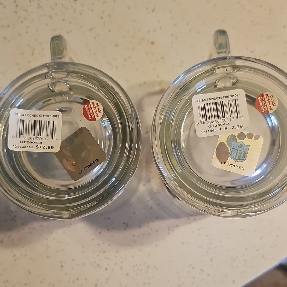 NFL Cowboys Clear Glass Mugs - Set of 2 - Picture 2 of 4
